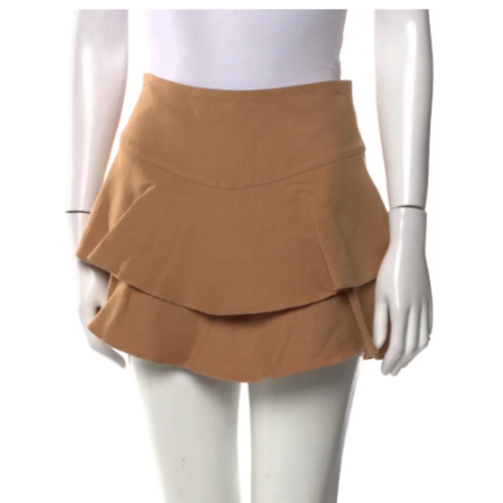 Alice + Olivia Paloma Ruffle Skort - Tan Brown - XS